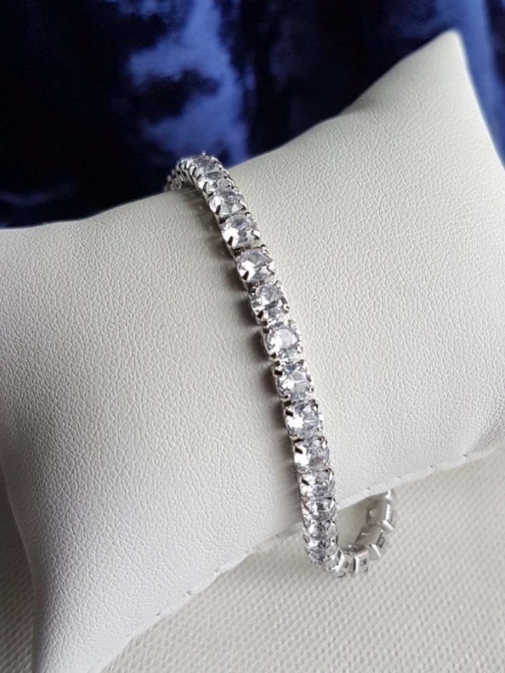 Swarovski Elements 925 Sterling Silver Plated Clear Tennis Bracelet NEW